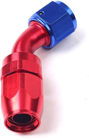AFTERBURNER Superfastracing An-6 Universal 45 Degree Swivel Fuel Hose End Fittings Adapter-Red & Blue #49006-045