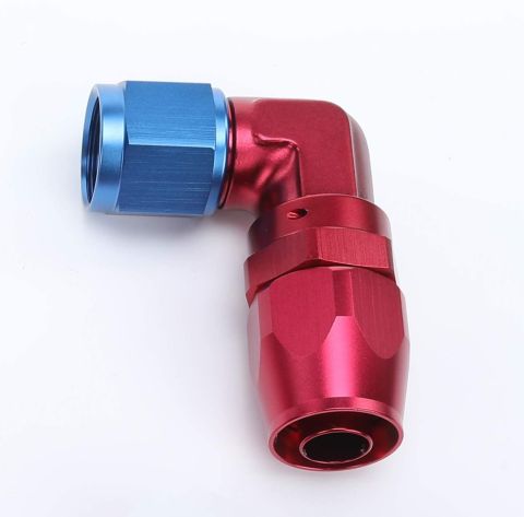 AFTERBURNER Superfastracing An-6 Universal 90 Degree Swivel Fuel Hose End Fitting Adapter - Red & Blue #49006-090