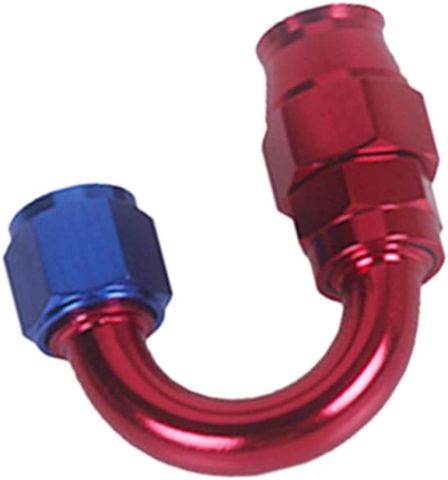 AFTERBURNER Aluminum An6 Easy To Install 180 Degree Swivel Hose End Fitting Fuel Line Adapter - Red/Blue #49006-180