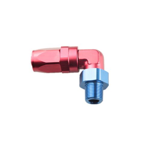 AFTERBURNER Aluminium An8 To 3/8" NPT 90 Degree Swivel Hose End Fitting Adapter Red-Blue #49008-090