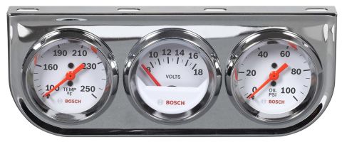 Bosch Chrome Oil/Water/Volt Gauge Kit #8208