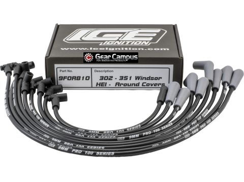 Ice Ignition Lead Set 9MM (Ford 351W) 90D/45D Plug (HEI Around VC) Set #9FOR810