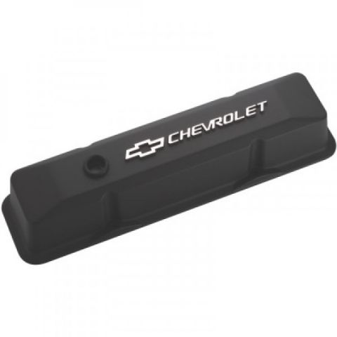 Proform Valve Covers Chev Small Block Black Die Cast Bowtie - Chevrolet Emblem Pair#PR141-119