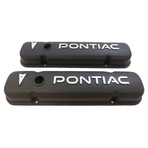 RPC Pontiac Valve Covers With Logo Black #6520
